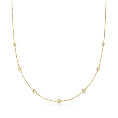 Ross-Simons 0.33 ct. t.w. Graduated Bezel-Set Diamond Station Necklace in 14kt Yellow Gold
