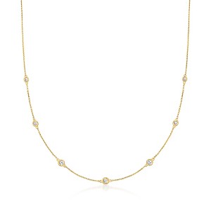 Ross-Simons 0.33 ct. t.w. Graduated Bezel-Set Diamond Station Necklace in 14kt Yellow Gold - 1 of 4