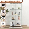 ORRD Modern 2-Door Glass Display Cabinet with LED Lights, 4-Shelf Tempered Glass Bookshelf, Quick Assembly Antique Cabinet for Living Room,Black - 3 of 4