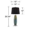 360 Lighting Azure Modern Table Lamps 26 3/4" High Set of 2 Blue Brown Art Glass Black Faux Silk Drum Shade for Bedroom Living Room Bedside Nightstand - 4 of 4