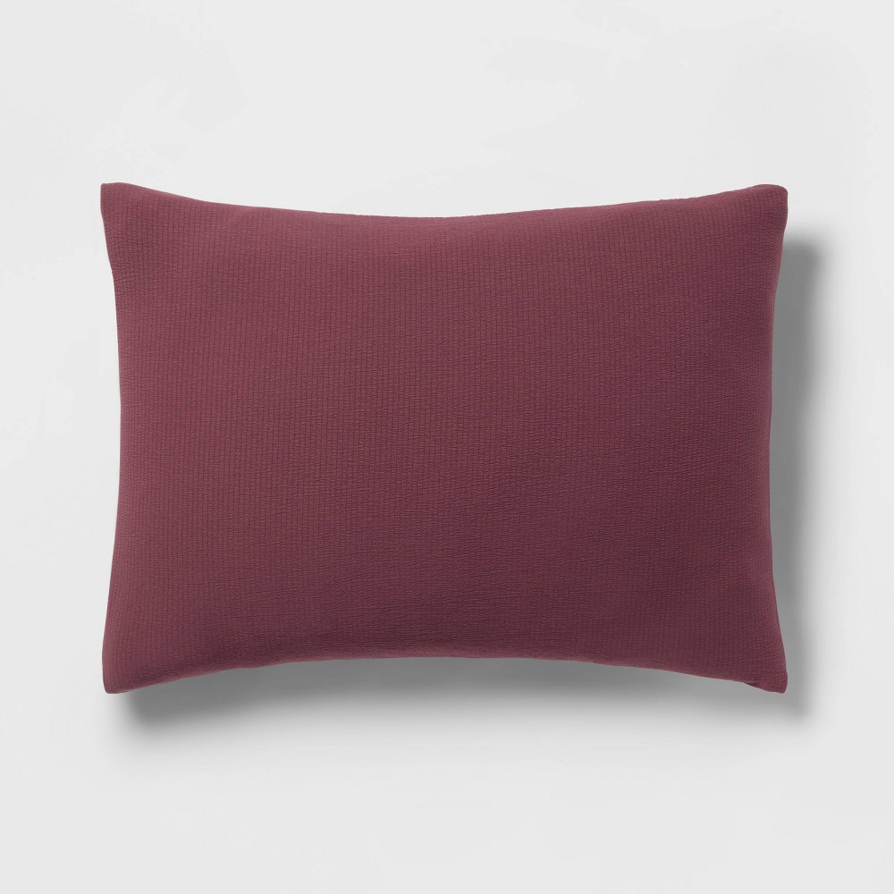 Photos - Pillowcase Standard Microfiber Micro Texture Comforter Sham Maroon - Room Essentials™