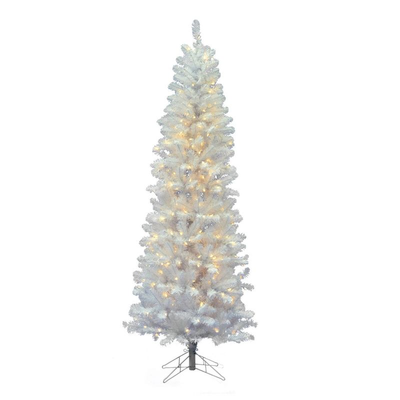 5.5ft Pre-Lit White Salem Pencil Pine Artificial Tree LED Warm White - Vickerman, 1 of 5