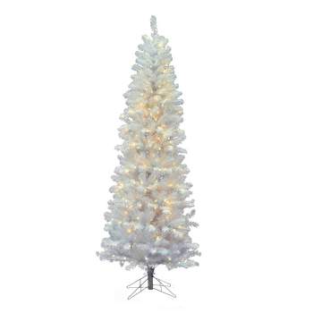 5.5ft Pre-Lit White Salem Pencil Pine Artificial Tree LED Warm White - Vickerman