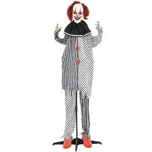 HOMCOM Clown Outdoor Halloween Decoration, Sound Activated Light Up Eyes & Sound Effects, Animated Prop for Party - 1 of 4