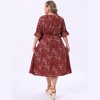 Women's Plus Size 2 Piece Boho Floral Ruffle Smocked Sleeve Casual Blouses and Wrap A-Line Skirt Fashion Top and Bottom Sets - Agnes Orinda - 3 of 4