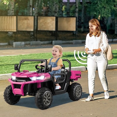 Pink 12V 2-Seater Ride-On UTV with Dump Bed and Shovel