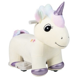 Infans 6V Electric Animal Ride On Toy Unicorn Kids Plush Ride-on w/ Music & Handlebars - 1 of 4