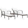 vidaXL Sun Lounger With Table Set of 3 Brown Poly rattan Large - 2 of 4