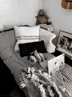 Square Embellished Geometric Decorative Throw Pillow Off-White/Black -  Opalhouse™ designed with Jungalow™