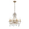 ALOADECOR Antique Gold Classic Candlestick Chandelier Mid-century French Style Pendant Light with Crystal Teardrop Beads - 3 of 4