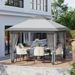 Pop Up Gazebo, Outdoor Canopy Tent with Mosquito Netting, Pop Up Canopy Tent with Curtains/Adjustable Height/Wheeled Carrying Bag - 1 of 4