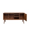 Dexmalle Walnut Mid Century TV Stand with 1 storage and 3 shelves Cabinet - 4 of 4