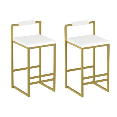 Syemin Dining Chairs Upholstered Velvet Bar Stools Set of 2 Modern Kitchen Counter Height Barstools Indoor Dining Chairs, White, 16.53"*15.35"*31.69"