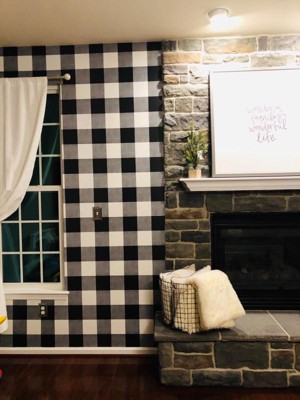 Buffalo Plaid Peel & Stick Wallpaper Black - Threshold™ : Target