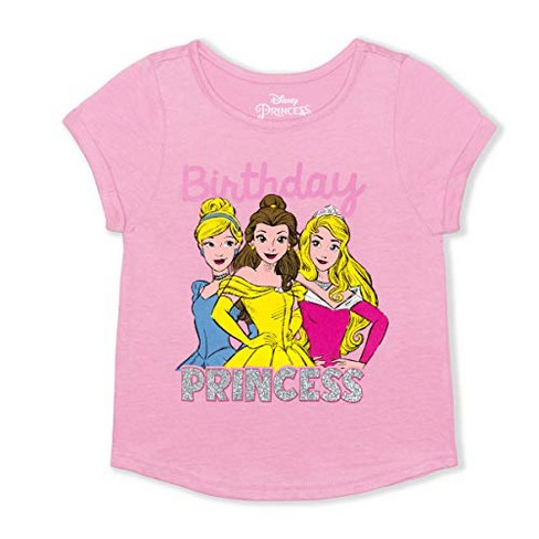 Disney Kids Disney Princess Relaxed Fit Short Sleeve Round T Shirt Pink 4 Target