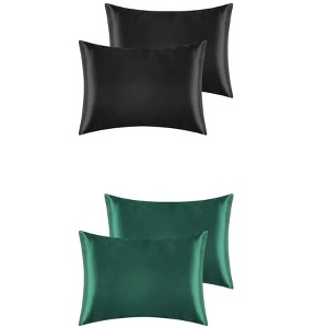 Unique Bargains Hair and Skin Envelope Closure Breathable Satin Pillowcase 4 Pcs - 1 of 4