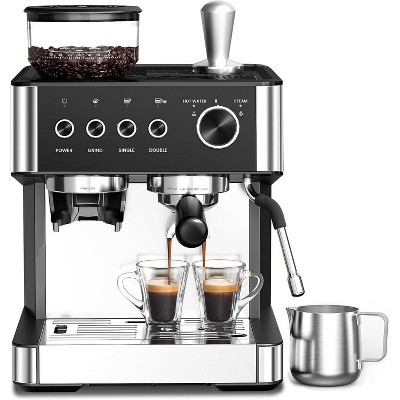 ZAFRO Espresso Machine 20 Bar, Stainless Steel Expresso Coffee Machines with Grinder, Latte & Cappuccino Machine with Milk Frother Steam Wand for Home