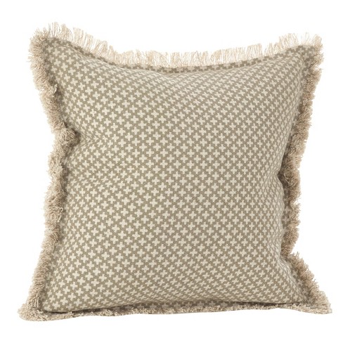 Beige Corinth Moroccan Tile Design Throw Pillow 20 Saro