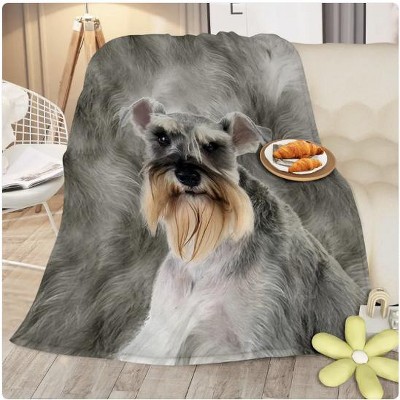 Wikineon Schnauzer Flannel Blankets Cozy Blanket Super Soft Cozy Warm Puppy Dog Throw Blanket For Couch Sofa Office Cute Schnauzer Gifts 75x100cm
