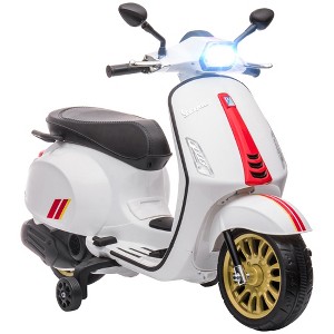 Qaba Vespa Licensed Electric Motorcycle for Kids, 6V Toddler Motorcycle with Music, FM Radio, Headlight, Single Button Start for 3-6 Years - 1 of 4