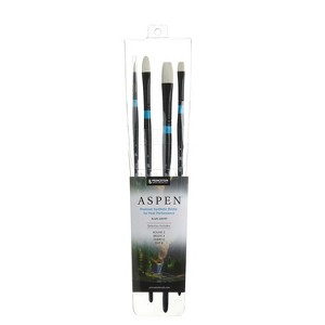 Princeton Aspen Brush Set, Synthetic Bristles, Long Handle Acrylic & Oil Paintbrush, Black, 4 Pieces - 1 of 2