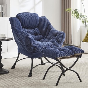 MOONMISS Accent Chair with Ottoman Set, Corduroy Upholstered Lounge Accent Chair with Armrests, Side Pockets for Bedroom, Living Room - 1 of 4