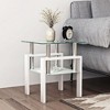 NicBex Modern 2-Tier Glass End Table for Living Room, Transparent & Frosted Side Table with Metal Legs, Square Small Coffee Table with Tempered Glass - 2 of 4