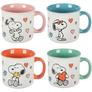 Peanuts Mothers Love 4-Pack Large 21oz Camper Stoneware Mug Set - 1 of 4