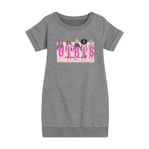 Girls' - Barbie - Girls Will Save the World Graphic Short Sleeve Fleece Dress - 1 of 3