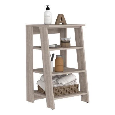 Vynxaria 4-Shelf Utility Storage Shelves Linen Cabinet, Light Gray Finish