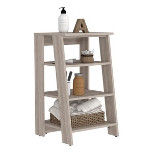 Vynxaria 4-Shelf Utility Storage Shelves Linen Cabinet, Light Gray Finish - 1 of 4