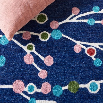Handmade Blue Floral Wool Tufted Area Rug