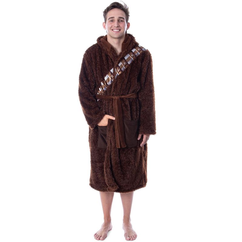 Star Wars Adult Unisex Chewbacca Costume Plush Fleece Robe Bathrobe Brown, 3 of 6