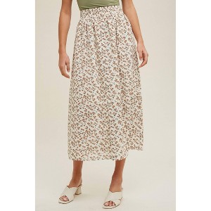 Women's Floral Buttoned Detail Midi Skirt - WISHLIST M - 1 of 3