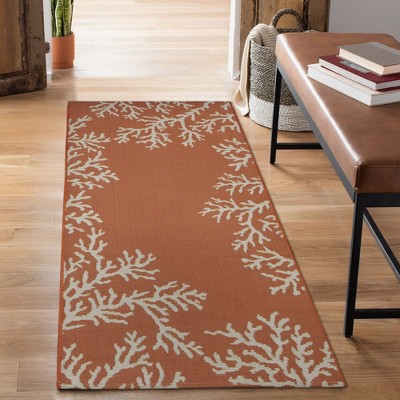 Sunset Coral Edge Flat Woven Indoor/Outdoor Mat