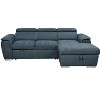 VYNXARIA 97 inch Convertible Sectional Sofa with Storage Chaise,Contemporary L-shaped Sleeper Corner Sectional Sofa with a Pull-Out Bed ,Blue - 3 of 4