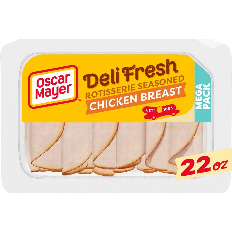 Oscar Mayer Deli Fresh Rotisserie Seasoned Chicken Breast Sliced Lunch Meat Mega Pack - 22oz, 1 of 12