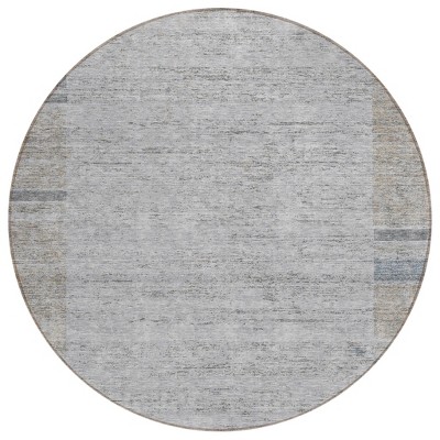 Taupe Beige And Blue Geometric Washable Indoor Outdoor Area Rug