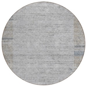 Taupe Beige And Blue Geometric Washable Indoor Outdoor Area Rug - 1 of 4