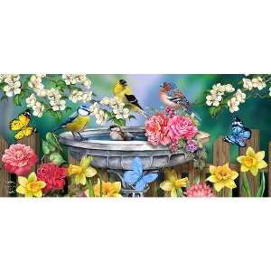 Briarwood Lane Spring Birdbath in Bloom Mini Mat 22x10 Indoor Outdoor For Spring Doormat - 1 of 2
