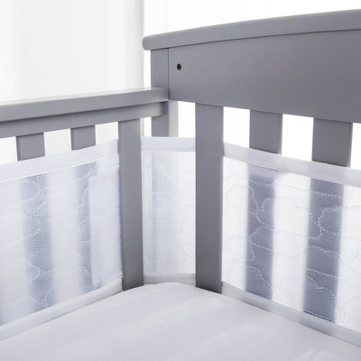 BreathableBaby Breathable Mesh Crib Liner - Clouds – Fits Full-Size Four-Sided Slatted and Solid Back Cribs – Anti-Bumper