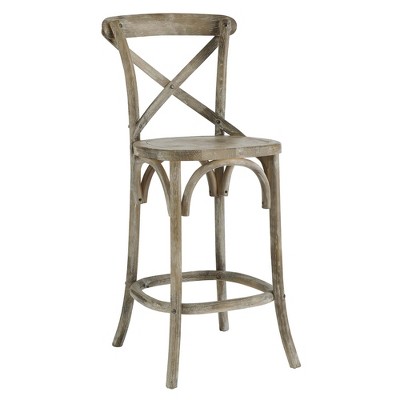 Farmhouse Charm Modern Gray Elm Wood Counter Stool