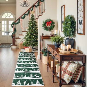 Christmas Area Rugs, Christmas Rugs with Xmas Tree Reindeer Snowflake for Holiday Decor,Low Pile Washable Rug for Dining Room, Bedroom - 1 of 4