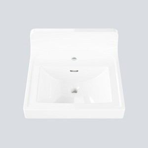 Garvee Bathroom Vessel Sink, Semi Recessed Round Ceramic Basin 20.24 x 17.01 x 7.64 in, White Countertop Vanity Sink with Single Faucet Hole - 1 of 4