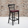 Emma and Oliver 2 Pack Two-Slat Ladder Back Metal Restaurant Barstool - 2 of 4