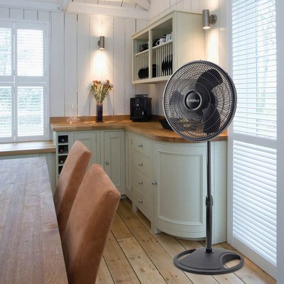 Black Adjustable Height Oscillating Floor Fan with Three Speed Settings