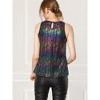 INSPIRE CHIC Women's Party Shiny Sleeveless Keyhole Back Club Metallic Tank Top - 2 of 4