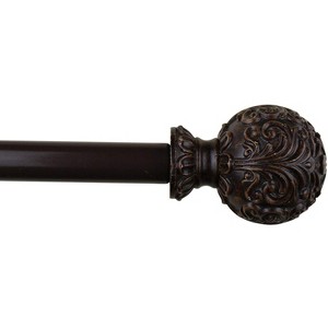 Urbanest 1-inch Diameter Scroll Ball Adjustable Single Drapery Curtain Rod - 1 of 4