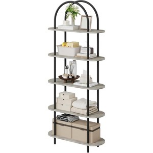 5 Tier Bookcase Arched Display Racks,71 in Tall Bookshelf Freestanding Open Storage Shelf with Sturdy Metal Frame for Bedroom Living Room Home Office - 1 of 4