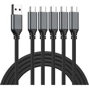 Dulums USB Type-C to A Cable 5pack 6ft Braided Fast Charging - 1 of 2